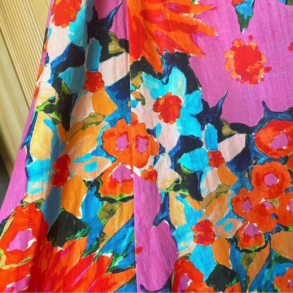 Mara Hoffman mei linen midi dress red florals - Picture 9 of 13